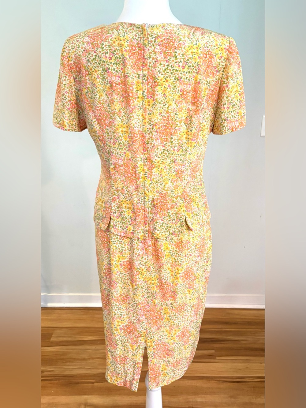 Vintage 90’s Maggie London Floral Silk Midi Dress, Size 8 Petite - Picture 3 of 6
